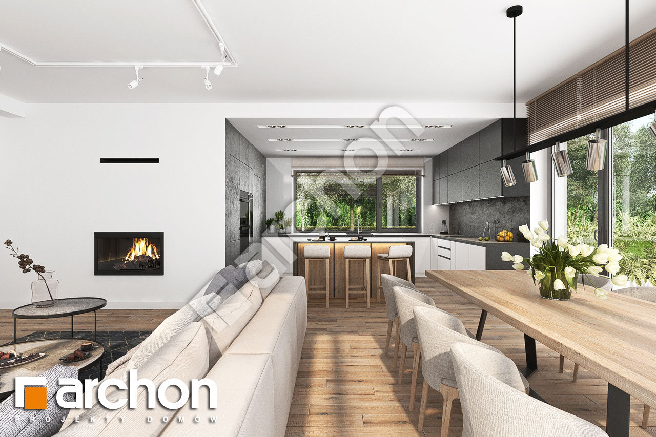 Проект будинку ARCHON+ Будинок в підсніжниках 9 (Г2) денна зона (візуалізація 1 від 6)