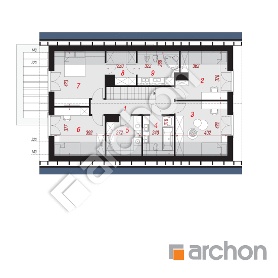 Проект будинку ARCHON+ Будинок в ізопірумі 8 (Г2) План мансандри