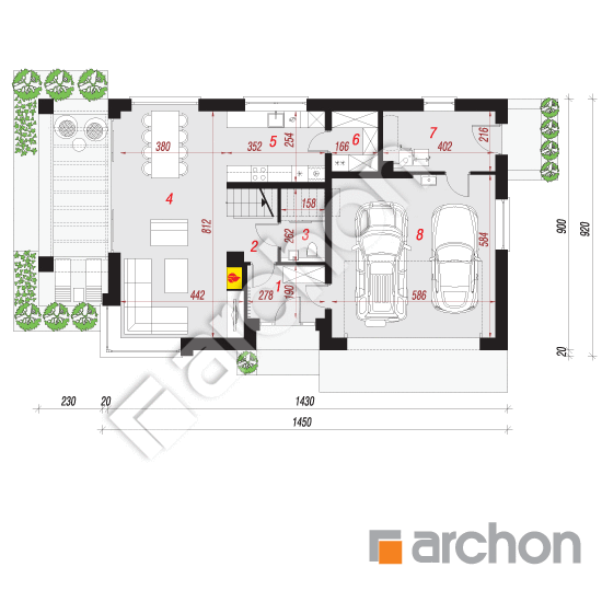 Проект будинку ARCHON+ Будинок в ізопірумі 8 (Г2) План першого поверху