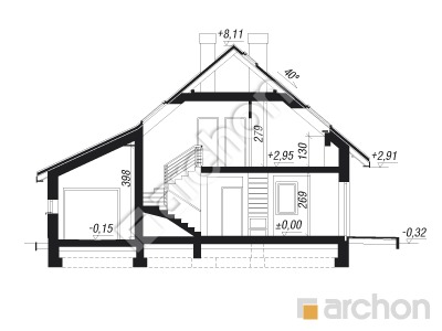 Проект дома ARCHON+ Дом в рододендронах 4 (H) Розріз будинку