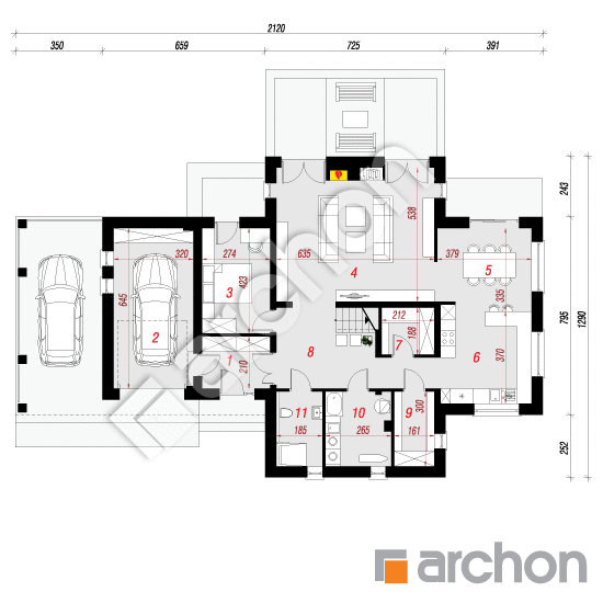 Проект дома ARCHON+ Дом в бататах План першого поверху