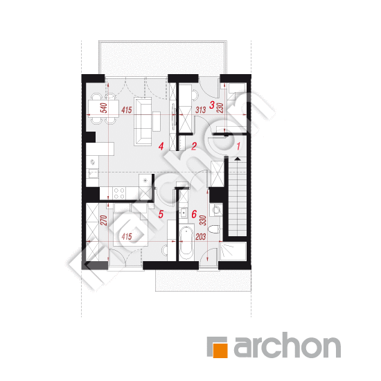 Проект будинку ARCHON+ Будинок в обліписі (Р2С) вер.2 План мансандри
