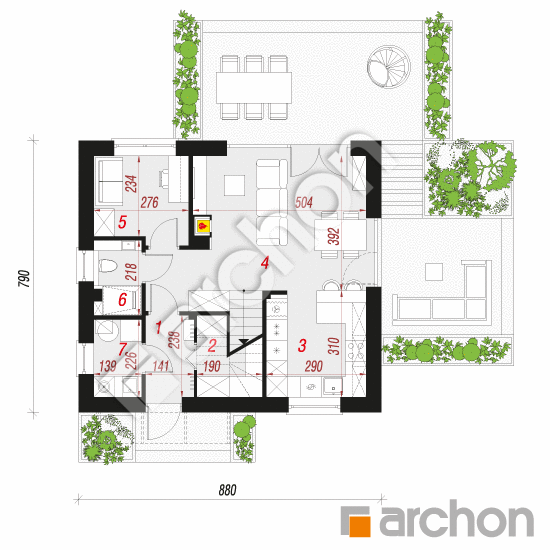 Проект будинку ARCHON+ Будинок в малинівці 29 План першого поверху