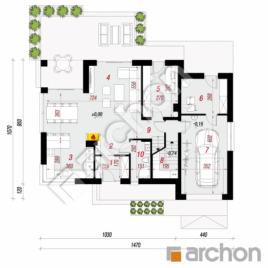 Проект будинку ARCHON+ Будинок в гісопах План першого поверху