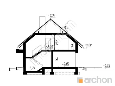 Проект дома ARCHON+ Дом в иссопах Розріз будинку