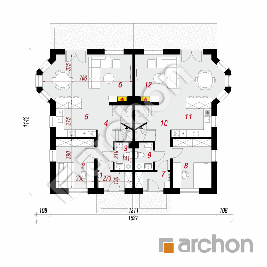 Проект будинку ARCHON+ Будинок в дельфініумі 3 вер.2 План першого поверху
