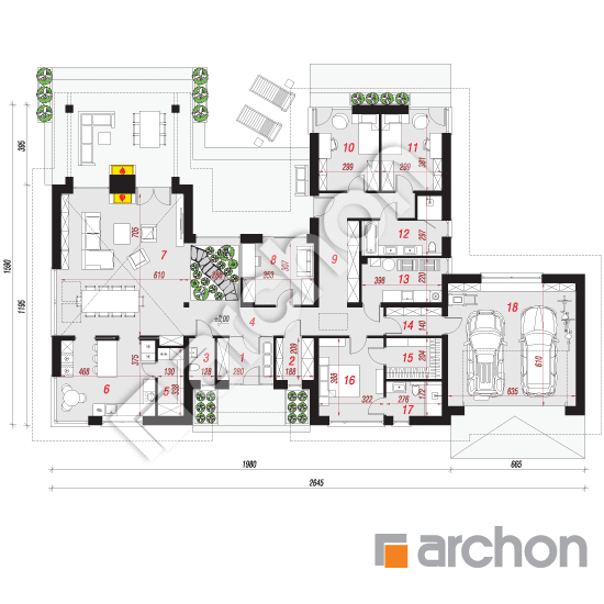 Проект будинку ARCHON+ Будинок в клівіях 9 (Г2) План першого поверху