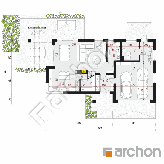Проект дома ARCHON+ Дом в лосанах 2 (Г2) План першого поверху