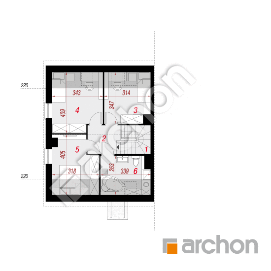 Проект будинку ARCHON+ Будинок в аркадіях (Б) вер.2 План мансандри