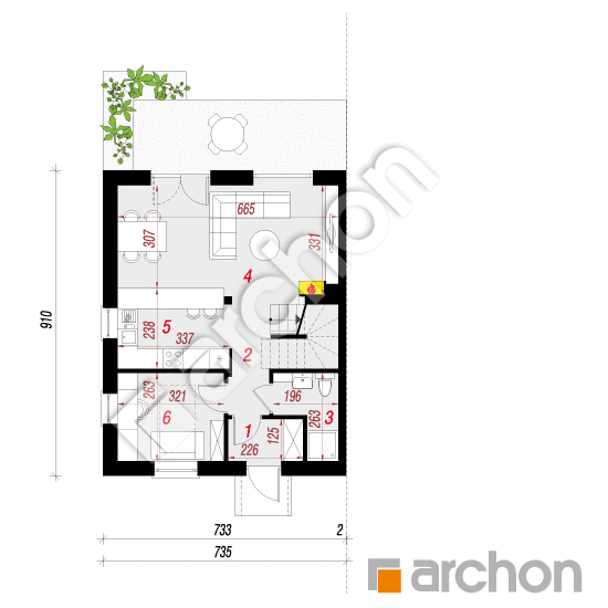 Проект дома ARCHON+ Дом в аркадиях (Б) вер.2 План першого поверху