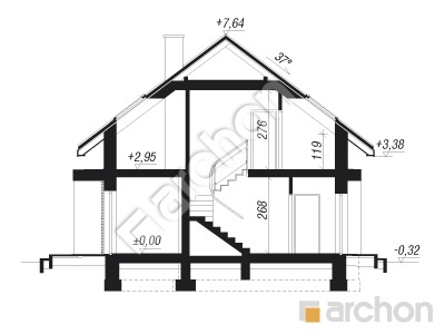 Проект дома ARCHON+ Дом в годециях Розріз будинку
