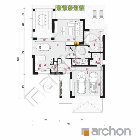 Проект дома ARCHON+ Дом в мачейках 3 (Г2) План першого поверху