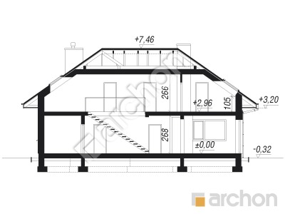 Проект дома ARCHON+ Дом в мачейках 3 (Г2) Розріз будинку