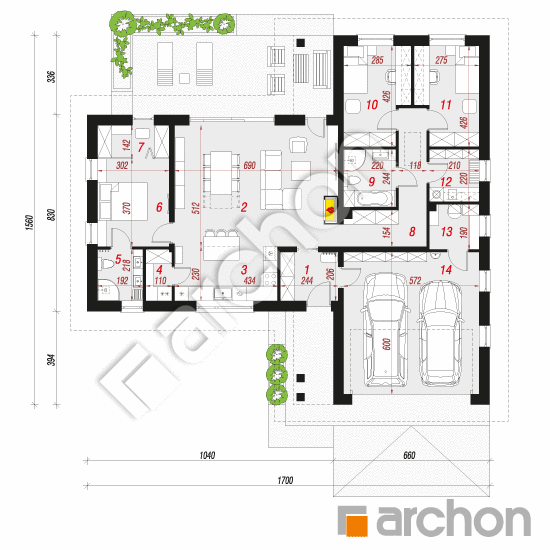 Проект дома ARCHON+ Дом в навлоциях 7 (Г2) План першого поверху