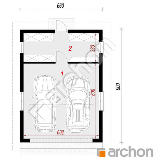 Проект будинку ARCHON+ Г18 - Двомісний гараж План першого поверху