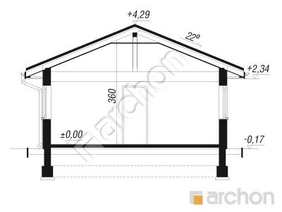 Проект дома ARCHON+ Г18 - Двухместный гараж Розріз будинку