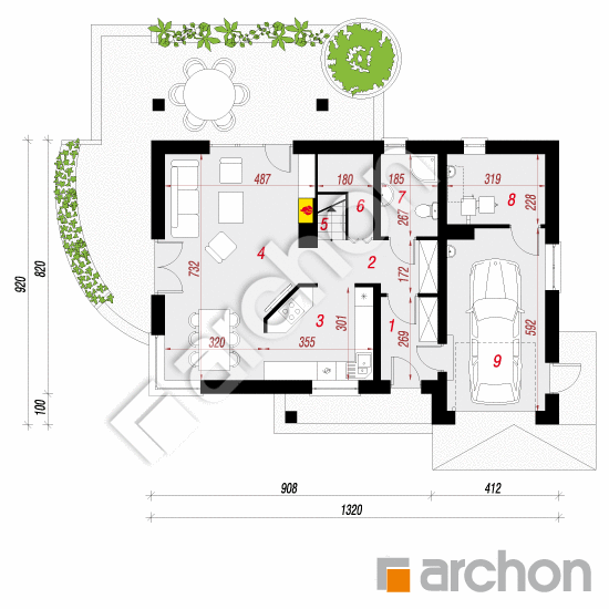 Проект будинку ARCHON+ Будинок у вістерії 3 План першого поверху