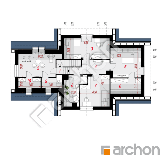 Проект будинку ARCHON+ Будинок в помело  План мансандри