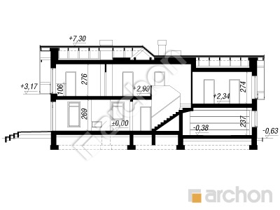 Проєкт будинку ARCHON+ Будинок в помело  Розріз будинку