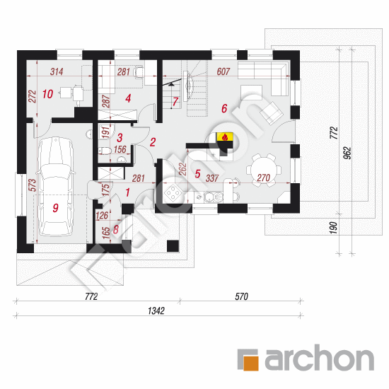 Проект будинку ARCHON+ Будинок в манго 2 План першого поверху