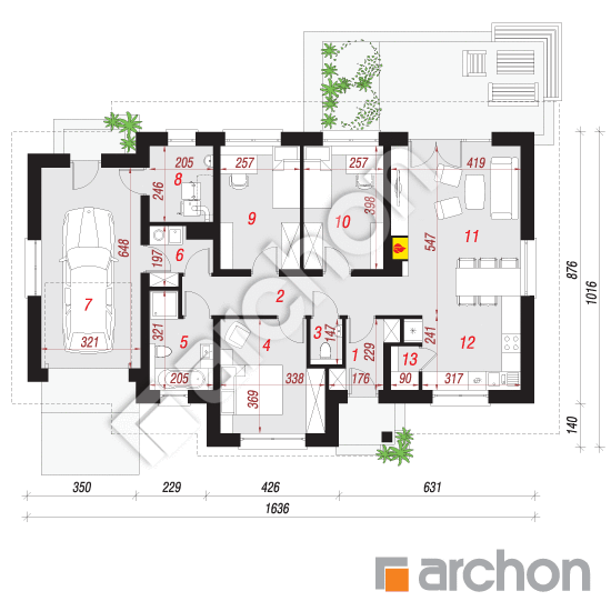 Проект дома ARCHON+ Дом в пеперовках План першого поверху