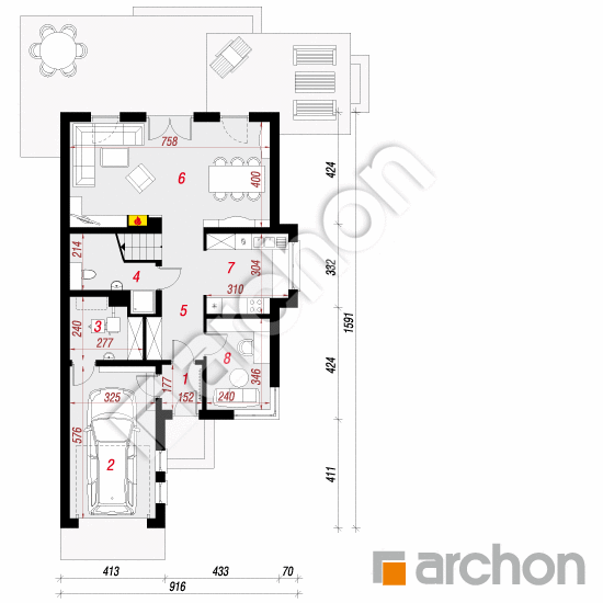 Проект будинку ARCHON+ Будинок в чилі  План першого поверху