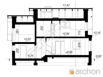Проєкт будинку ARCHON+ Будинок у перлівці 3 Розріз будинку