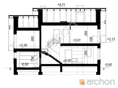 Проект дома ARCHON+ Дом в филодендронах Розріз будинку