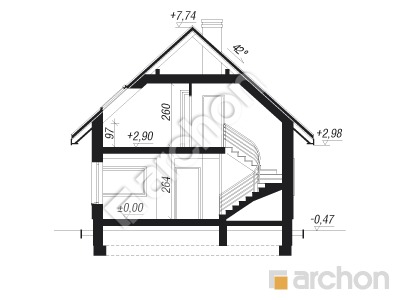 Проєкт будинку ARCHON+ Будинок в рододендронах 11 (H) Розріз будинку