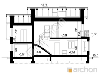Проект дома ARCHON+ Дом в рододендронах 6 вер.3 Розріз будинку