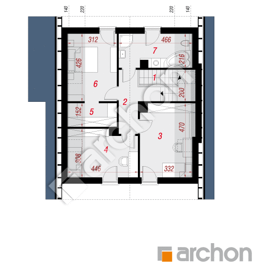 Проект дома ARCHON+ Дом в овсе 2 План мансандри
