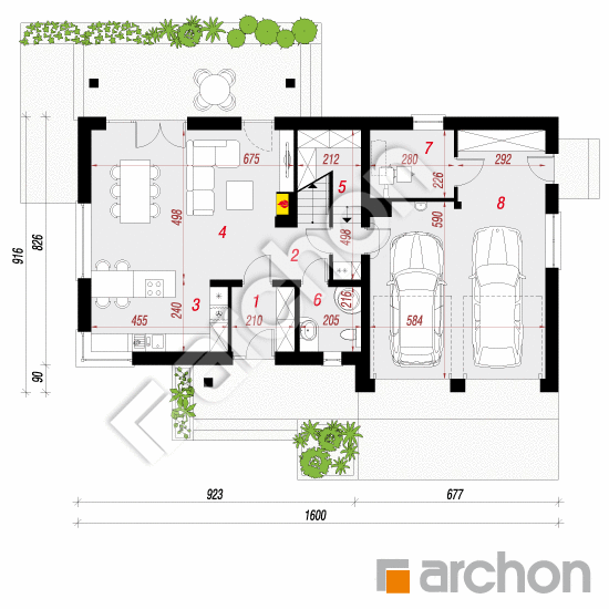Проект дома ARCHON+ Дом в гейджее 3 (Г2) План першого поверху