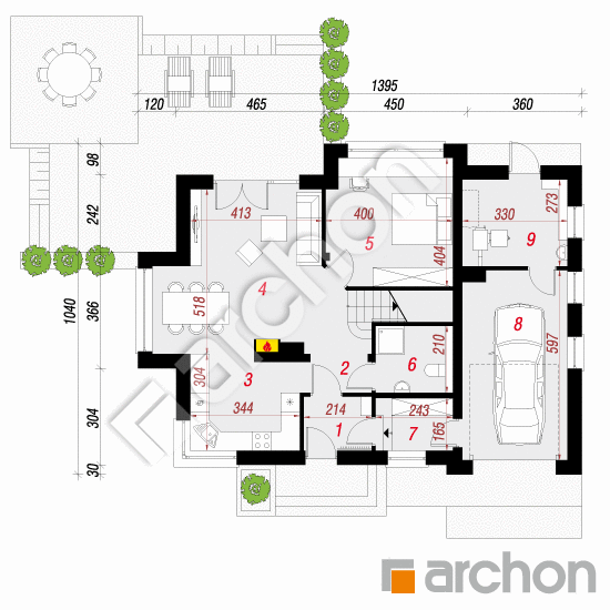 Проект будинку ARCHON+ Будинок в рододендронах 8 (H) План першого поверху