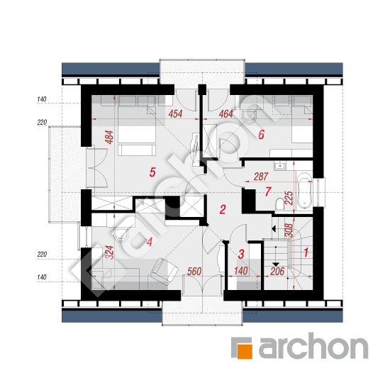 Проект будинку ARCHON+ Будинок в рододендронах 6 (ВH) План мансандри
