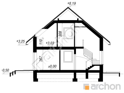 Проєкт будинку ARCHON+ Будинок в рододендронах 6 (ВH) Розріз будинку
