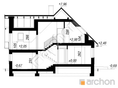 Проєкт будинку ARCHON+ Будинок під каштаном 3 (Н) Розріз будинку
