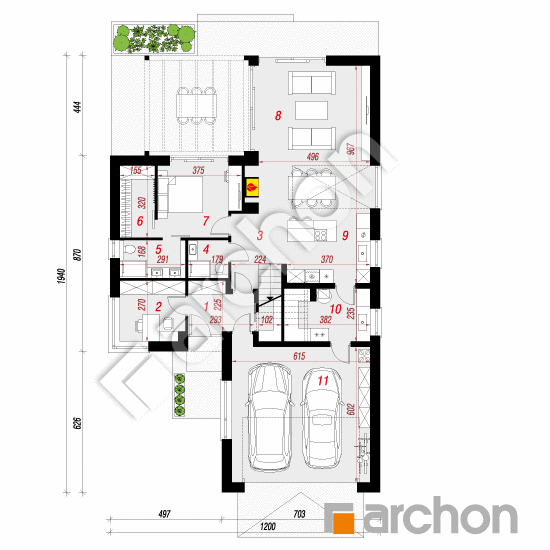 Проект будинку ARCHON+ Будинок в ковилах (Г2Е) План першого поверху