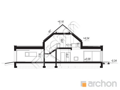Проєкт будинку ARCHON+ Будинок в ковилах (Г2Е) Розріз будинку
