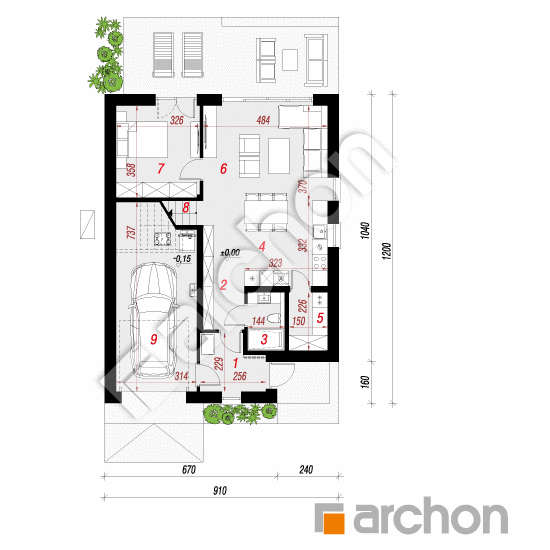 Проект будинку ARCHON+ Будинок в арлетах 3 (Е) ВДЕ План першого поверху