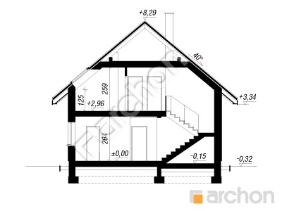 Проєкт будинку ARCHON+ Будинок в арлетах 3 (Е) ВДЕ Розріз будинку