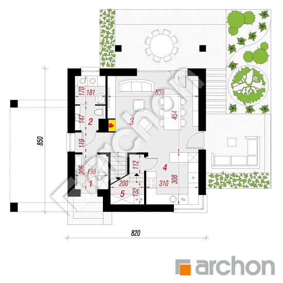 Проект дома ARCHON+ Дом в квинслендах План першого поверху