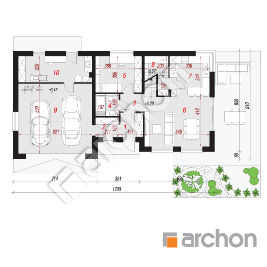 Проект будинку ARCHON+ Будинок в малинівці 19 (Г2) План першого поверху