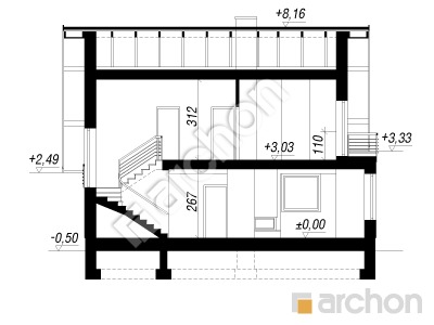 Проєкт будинку ARCHON+ Будинок в філодендронах (В) Розріз будинку
