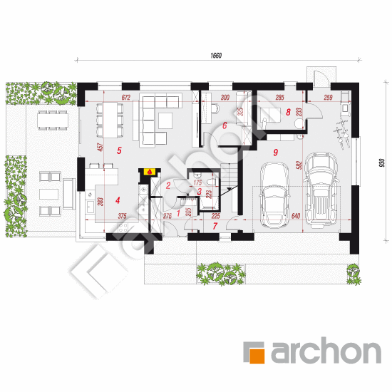 Проект будинку ARCHON+ Будинок у бровниках 4 (Г2) План першого поверху
