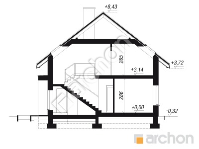 Проект дома ARCHON+ Дом в бровниках 4 (Г2) Розріз будинку