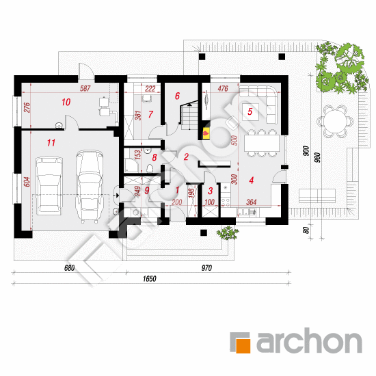 Проект дома ARCHON+ Дом в голденах  План першого поверху