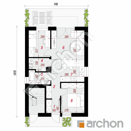 Проект дома ARCHON+ Дом в фиалках (Р2Е) вер.2 План першого поверху