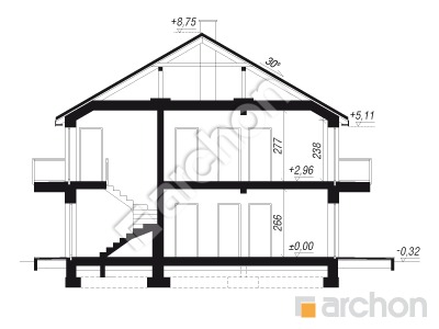 Проект дома ARCHON+ Дом в фиалках (Р2Е) вер.2 Розріз будинку