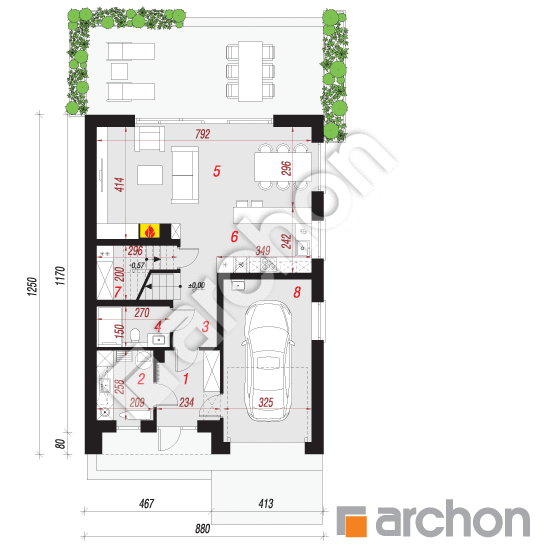 Проект будинку ARCHON+ Будинок в малинівці 31 (Г) План першого поверху