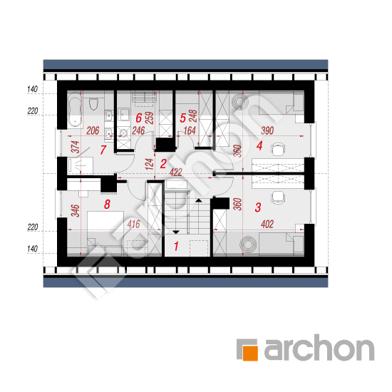 Проект будинку ARCHON+ Будинок в малинівці 34 План мансандри
